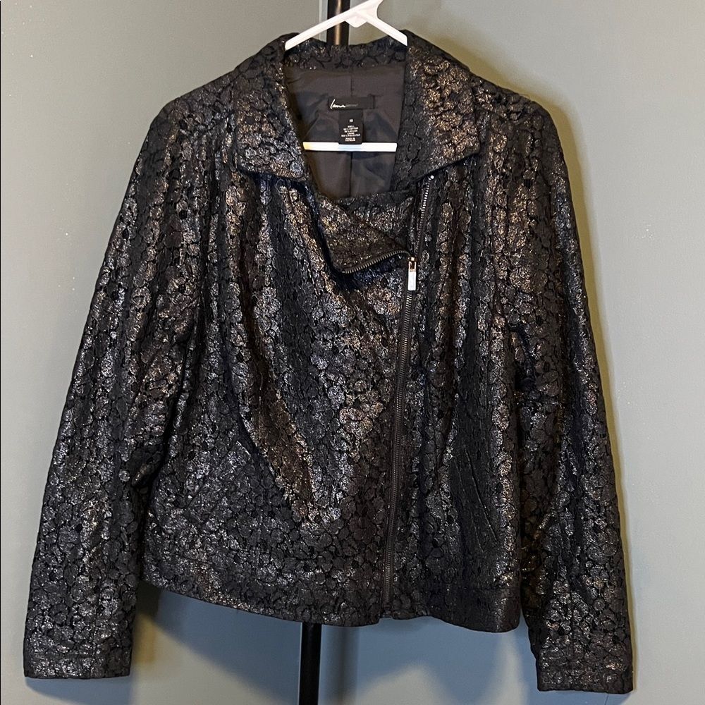 Lane Bryant Black Metallic Lace Jacket